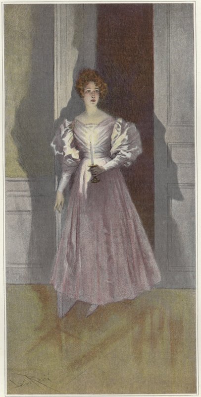 Portrait of a woman carrying a candle  by Lucius Rossi