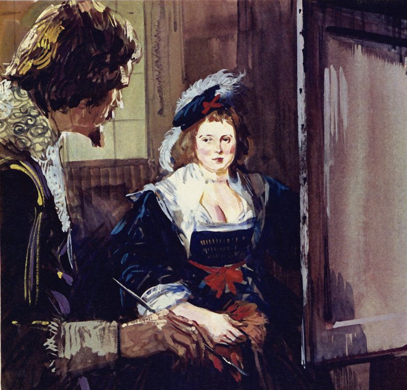 Rubens, birçok resminde yer alan Helene Fourment ile evlendi (renkli taş baskı) by Luis Arcas Brauner