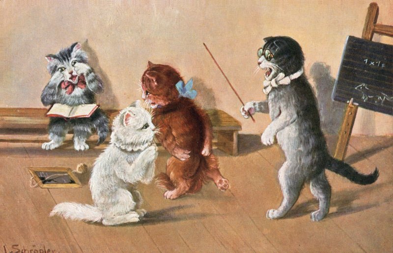 Esprili kedi kartpostalı (renkli litho) by Luise Schropler