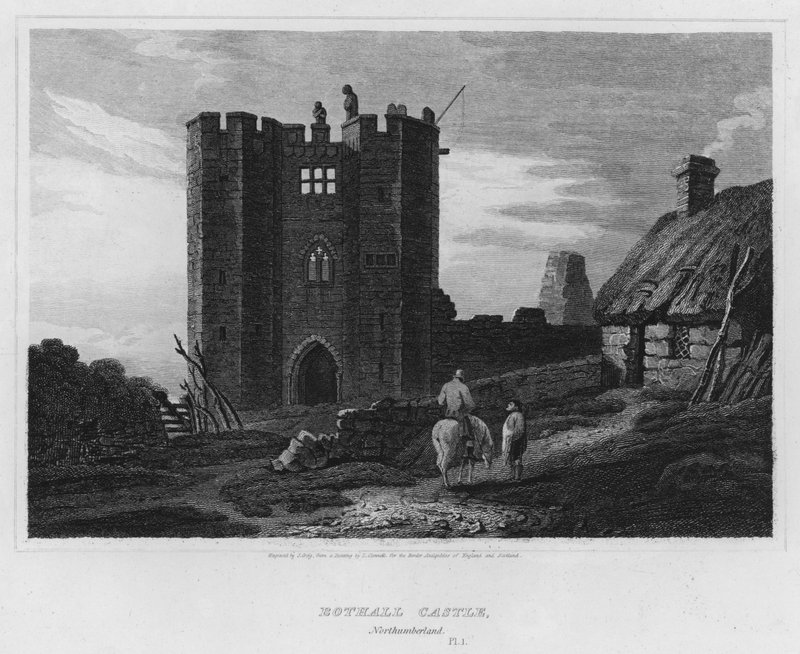 Bothall Kalesi, Northumberland (gravür) by Luke (after) Clennell