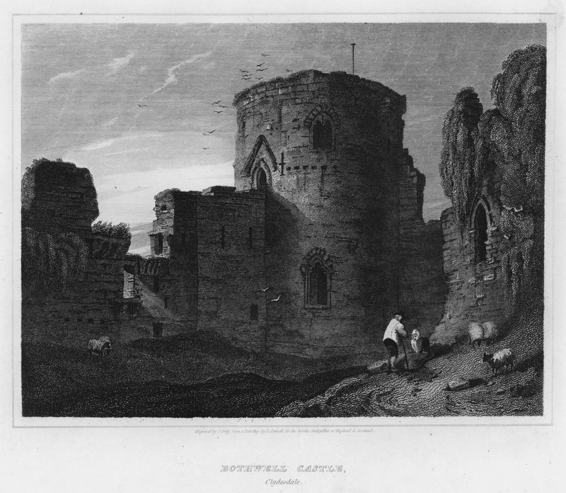Bothwell Kalesi, Clydesdale (gravür) by Luke (after) Clennell