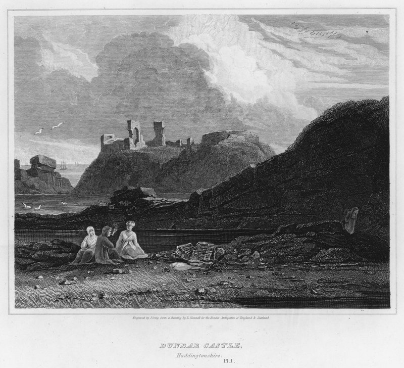 Dunbar Kalesi, Haddingtonshire (gravür) by Luke (after) Clennell