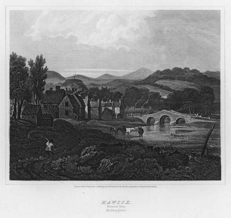 Hawick, Genel Görünüm, Roxburghshire (gravür) by Luke (after) Clennell