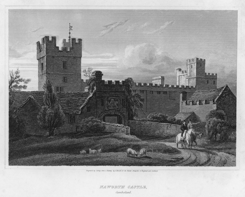 Naworth Kalesi, Cumberland (gravür) by Luke (after) Clennell