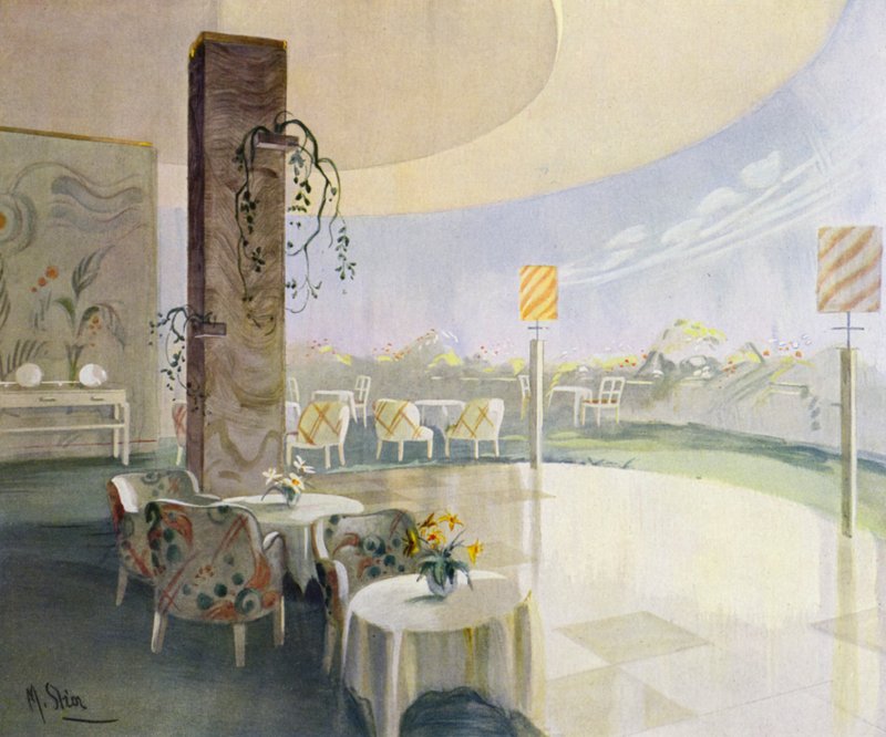 1930'ların iç mekanları: Teras kafe (renkli taş) by M. Stier
