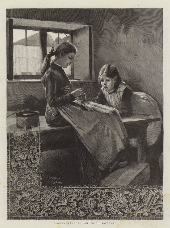 İrlanda Kulübesinde Dantel Yapımı by Marianne Stokes