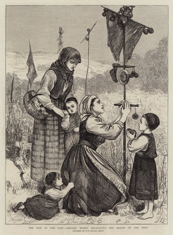 Doğudaki Savaş, Ölülerin Mezarlarını Süsleyen Sırp Kadınlar by Mary Ellen Edwards