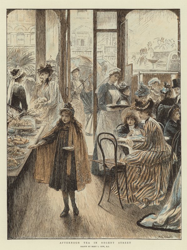 Regent Caddesi'nde İkindi Çayı (chromolitho) by Mary L. Gow