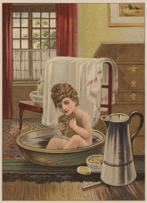 Banyo yapan çocuk (chromolitho) by Mary Ellen Edwards