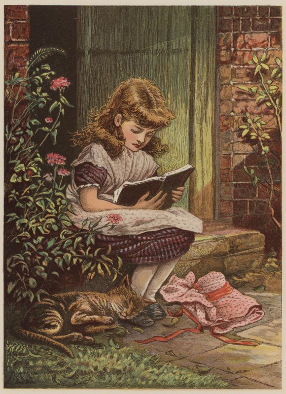 Kız okuma (chromolitho) by Mary Ellen Edwards