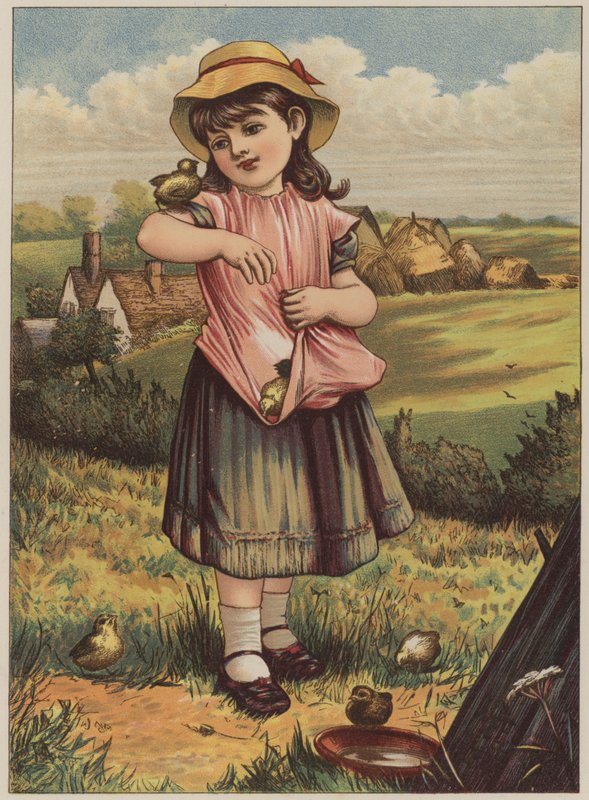 Civcivli kız (chromolitho) by Mary Ellen Edwards