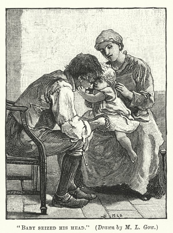 Silas Marner - Bebek başını tuttu (gravür) by Mary L. Gow