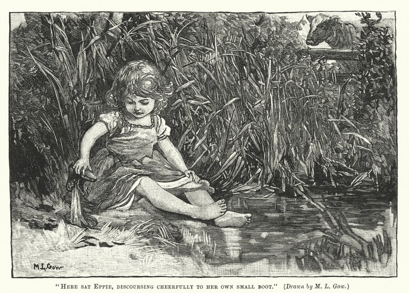 Silas Marner - Here sat Eppie, discoursing cheerfully to her own small boot  by Mary L. Gow
