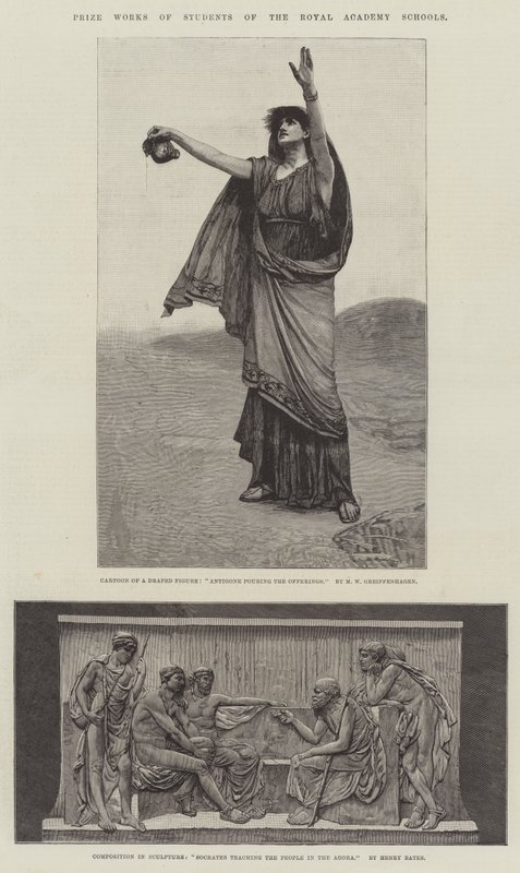 Kraliyet Akademisi Okulları Öğrencilerinin Ödüllü Eserleri. The Illustrated London News için İllüstrasyon, 5 Ocak 1884 by Maurice Greiffenhagen