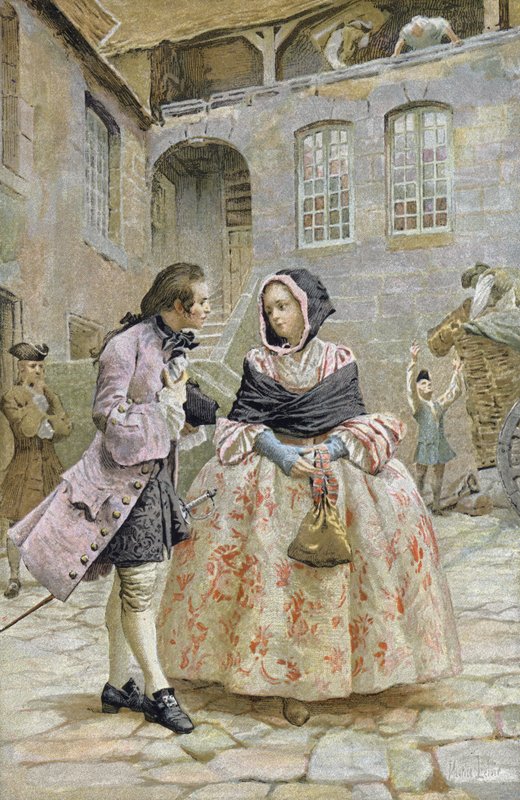 Chevalier des Grieux ve Manon arasındaki ilk karşılaşma by Maurice Leloir