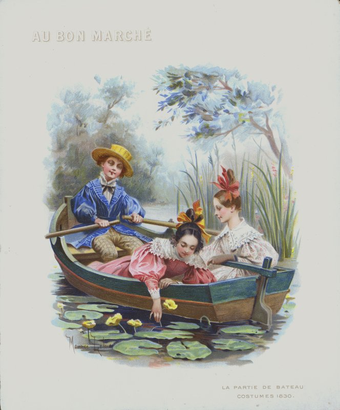 Tekne gezintisi, 1830 kostümleri (chromolitho) by Maurice Leloir