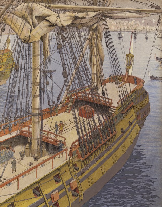 Cezayir Bombardımanı, Duquesne etkilerini gözlemliyor by Maurice Leloir
