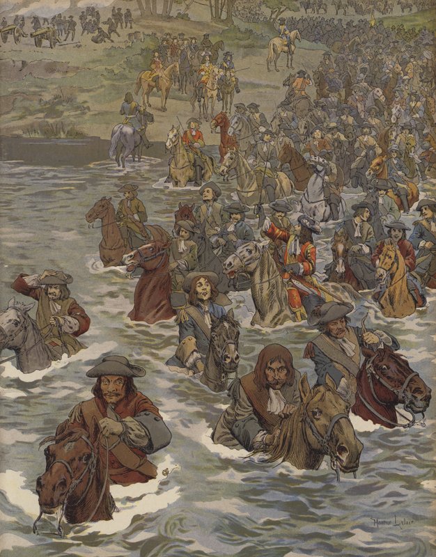 Fransız ordusu Ren Nehri'ni geçerken by Maurice Leloir