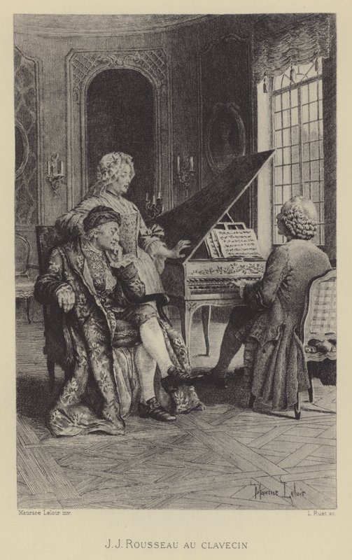 Jean-Jacques Rousseau klavsende (gravür) by Maurice Leloir