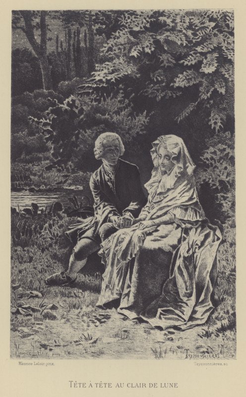 Ay ışığında baş başa (gravür) by Maurice Leloir