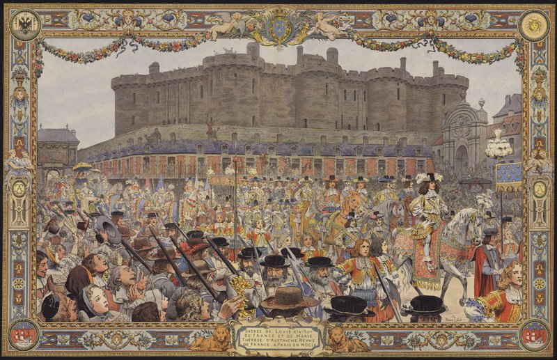 Kral Louis XIV ve Kraliçesinin La Porte Sainte-Antoine üzerinden Paris