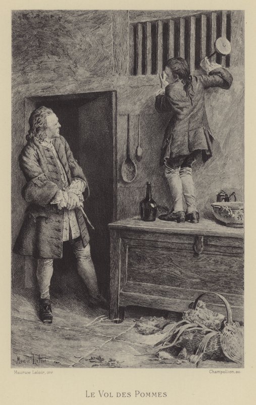 Elma hırsızlığı (gravür) by Maurice Leloir
