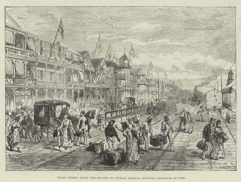 Front Street, Colon, Orta Amerika Limanı, yakın zamanda Yangın tarafından yok edildi by Melton Prior