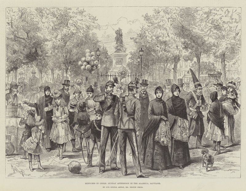 Şili'de Eskizler, Pazar Öğleden Sonra Alameda, Santiago by Melton Prior