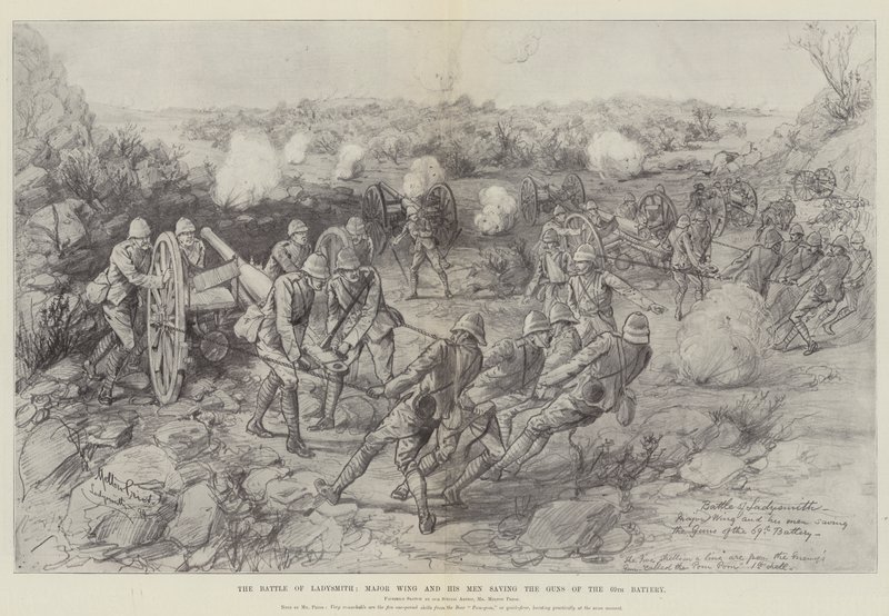 Ladysmith Savaşı, Binbaşı Wing ve Adamları 69. Bataryanın Silahlarını Kurtarmak by Melton Prior