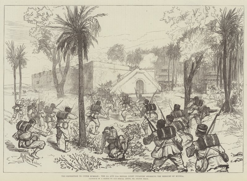 Yukarı Burmah Seferi, 2. ve 11. Bengal Hafif Piyadeleri Minhla Redoubt