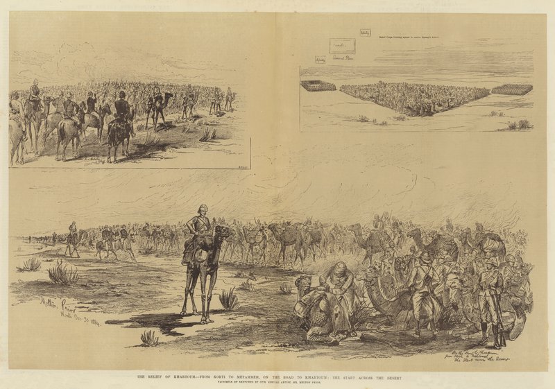 The Relief of Khartoum, from Korti to Metammeh, on the Road to Khartoum, the Start across the Desert  by Melton Prior