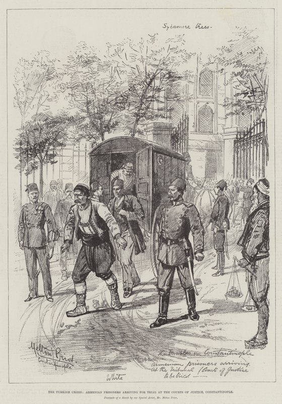 Türk Krizi, İstanbul Adliyelerinde Yargılanmak İçin Gelen Ermeni Mahkumlar by Melton Prior
