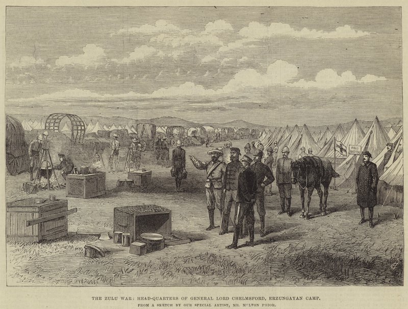 Zulu Savaşı, General Lord Chelmsford'un Karargahı, Erzungayan Kampı by Melton Prior