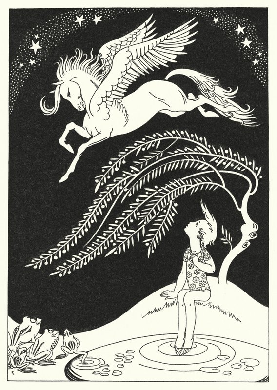 Pegasus geniş daireler çizerek aşağıya doğru geldi (renkli taş) by Merlyn Mann