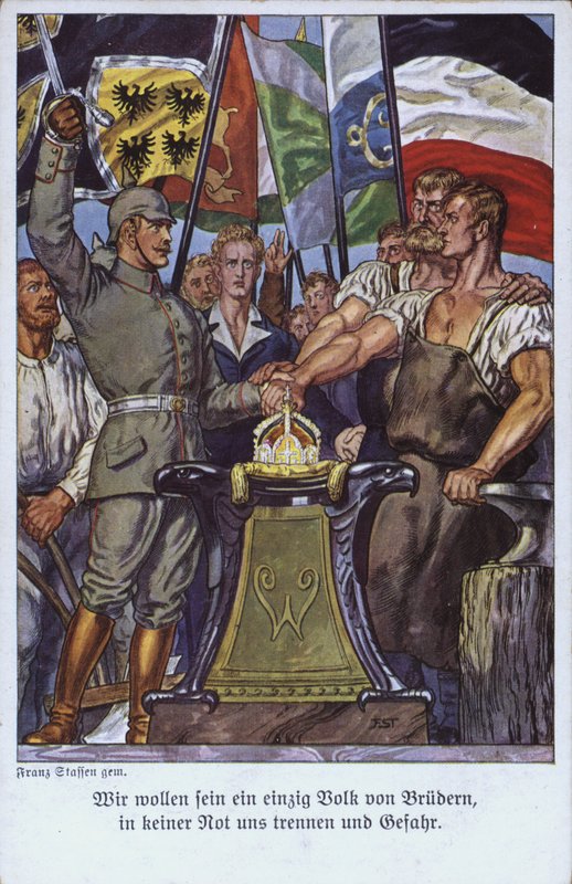 Alman halklarının birliği, propaganda kartpostalı (renkli taş) by Mesopotamian