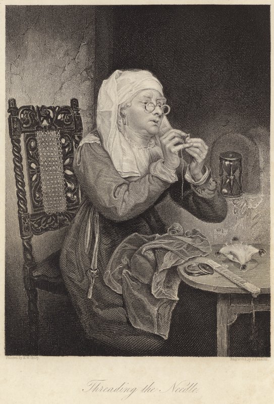 İğneye İplik Geçirmek (gravür) by Michael William (after) Sharp