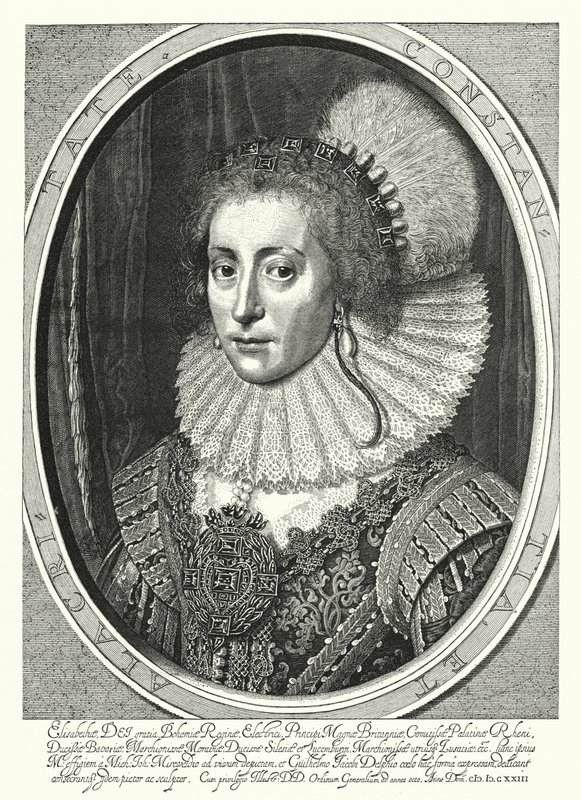 Elizabeth Stuart, Bohemya Kraliçesi (gravür) by Michiel Jansz. van (after) Miereveld