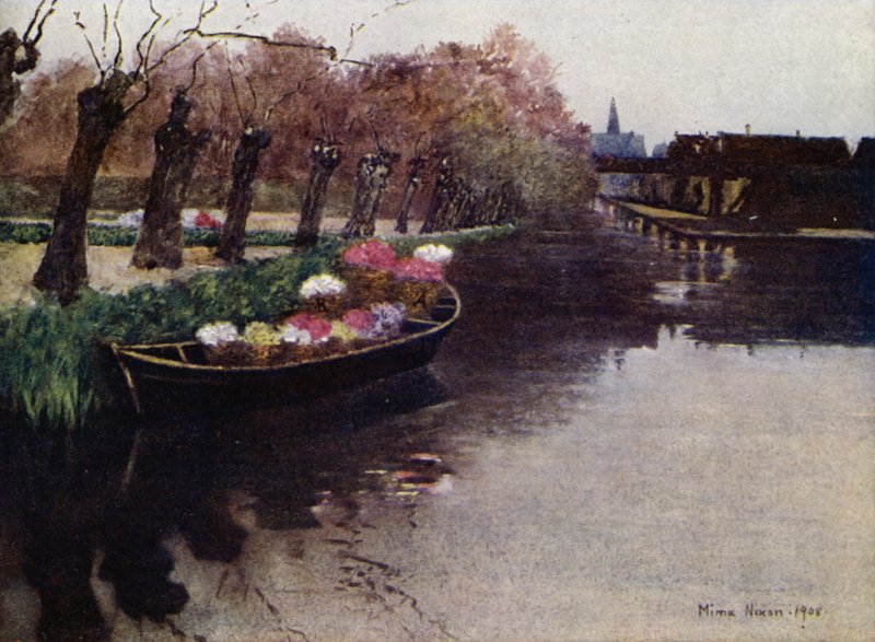 Pazara Giden Sümbül Çiçekleri (renkli litho) by Mima Nixon