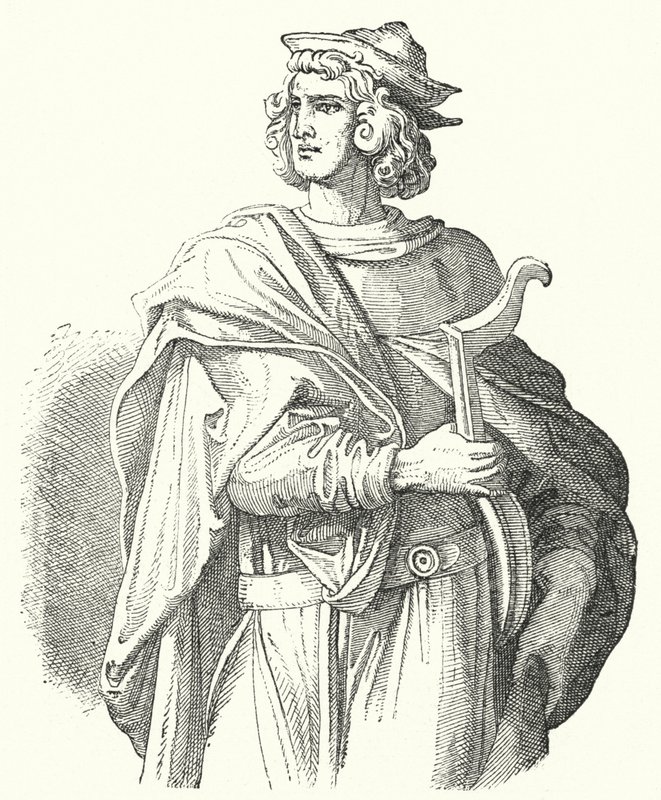 Walther von der Vogelweide, Orta Yüksek Alman lirik şairi (gravür) by Moritz Ludwig von Schwind
