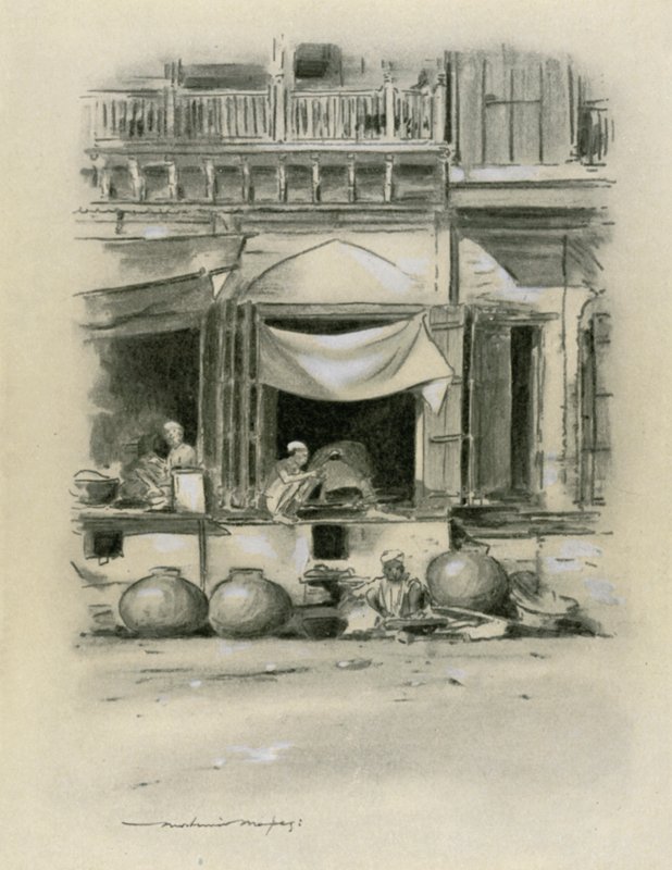 Bazaar at Delhi  by Mortimer Ludington Menpes