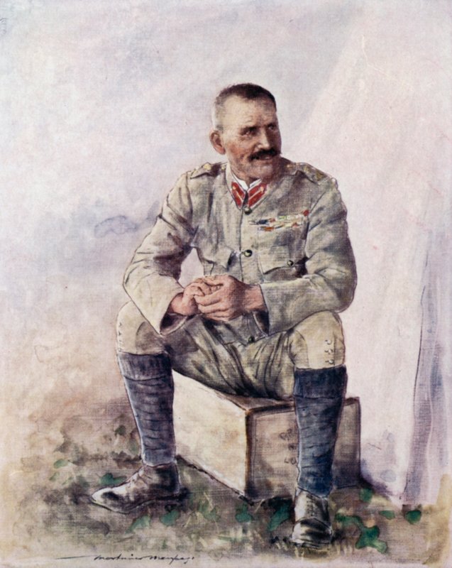Korgeneral Hector Macdonald, Bloemfontein'in önünde by Mortimer Ludington Menpes