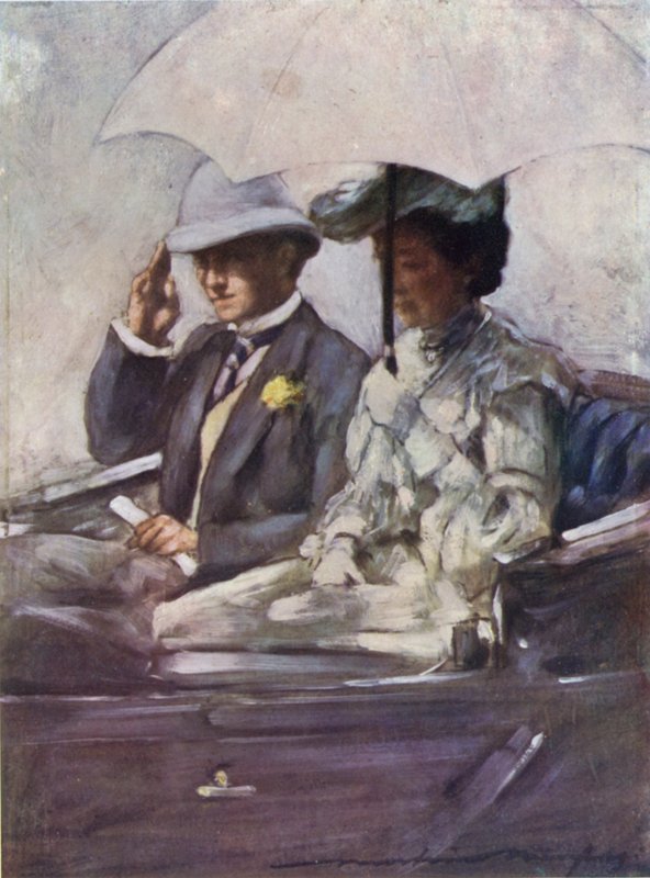 Lord Curzon ve Connaught Düşesi Hizmetçilere Giden Yolda" Gösterisi by Mortimer Ludington Menpes