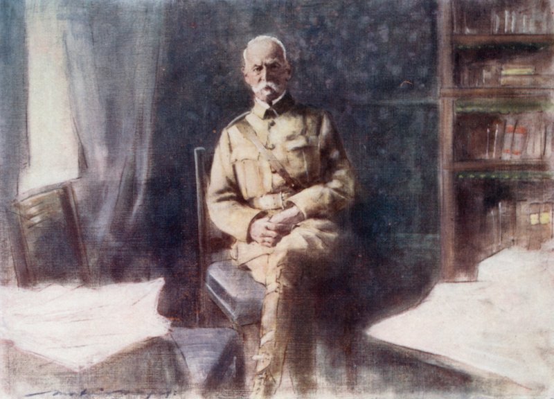 Lord Roberts, Bloemfontein Genel Merkezindeki çalışma odasında by Mortimer Ludington Menpes