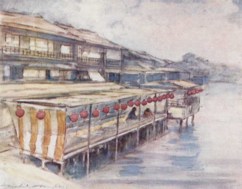 Nehir kenarında çay evi by Mortimer Ludington Menpes