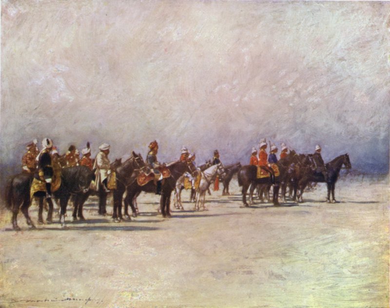 Vali, Birlikleri gözden geçiriyor by Mortimer Ludington Menpes