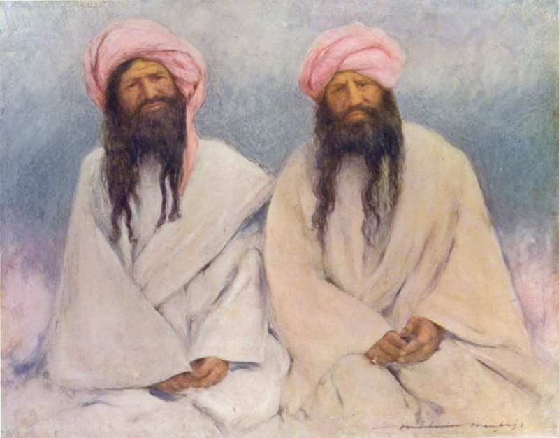İki Beluc Chiefs (renkli lito) by Mortimer Ludington Menpes