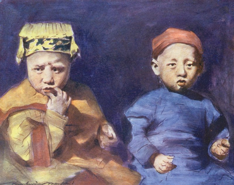 Dünya Çocukları: Çince, Göksel İkizler (renkli taş baskı) by Mortimer Ludington Menpes
