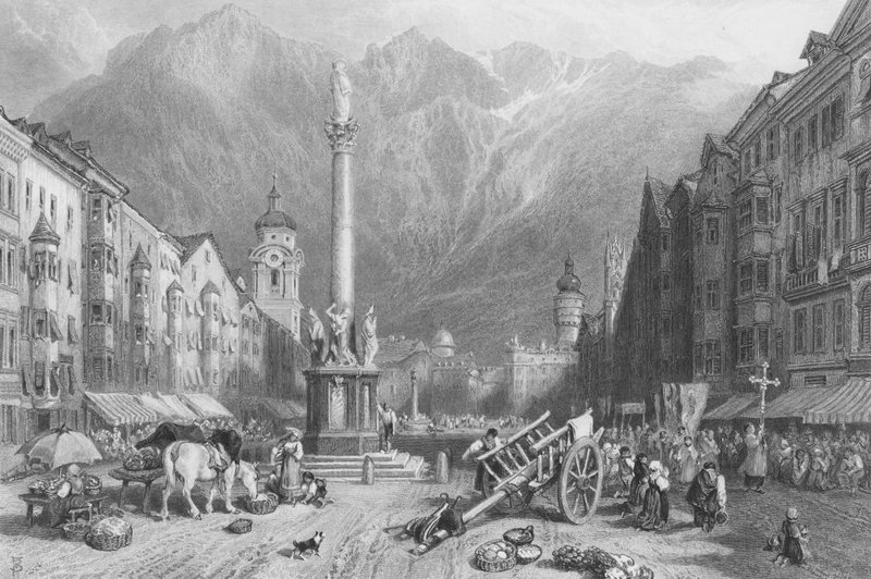 Innsbruck (gravür) by Myles Birket (after) Foster