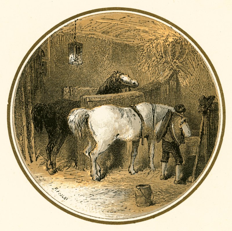 Ahırdaki atlar by Myles Birket Foster
