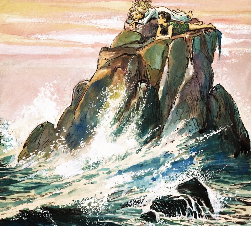 Peter Pan ve Wendy Darling Kayanın Üzerinde, J.M. Barrie